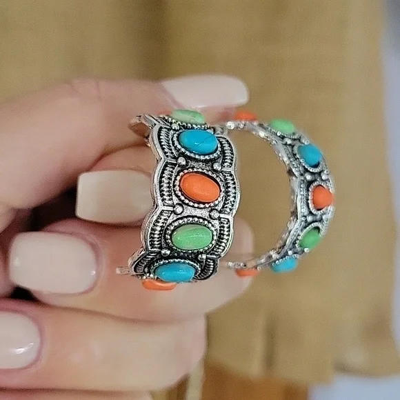 Vibrant Festival Half Hoop Earrings - Picture 6 of 7